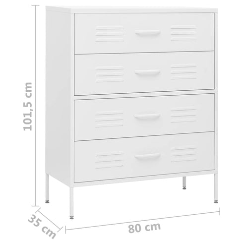 Lady Jillian -  Chest of Drawers White 80x35x101,5 cm Steel
